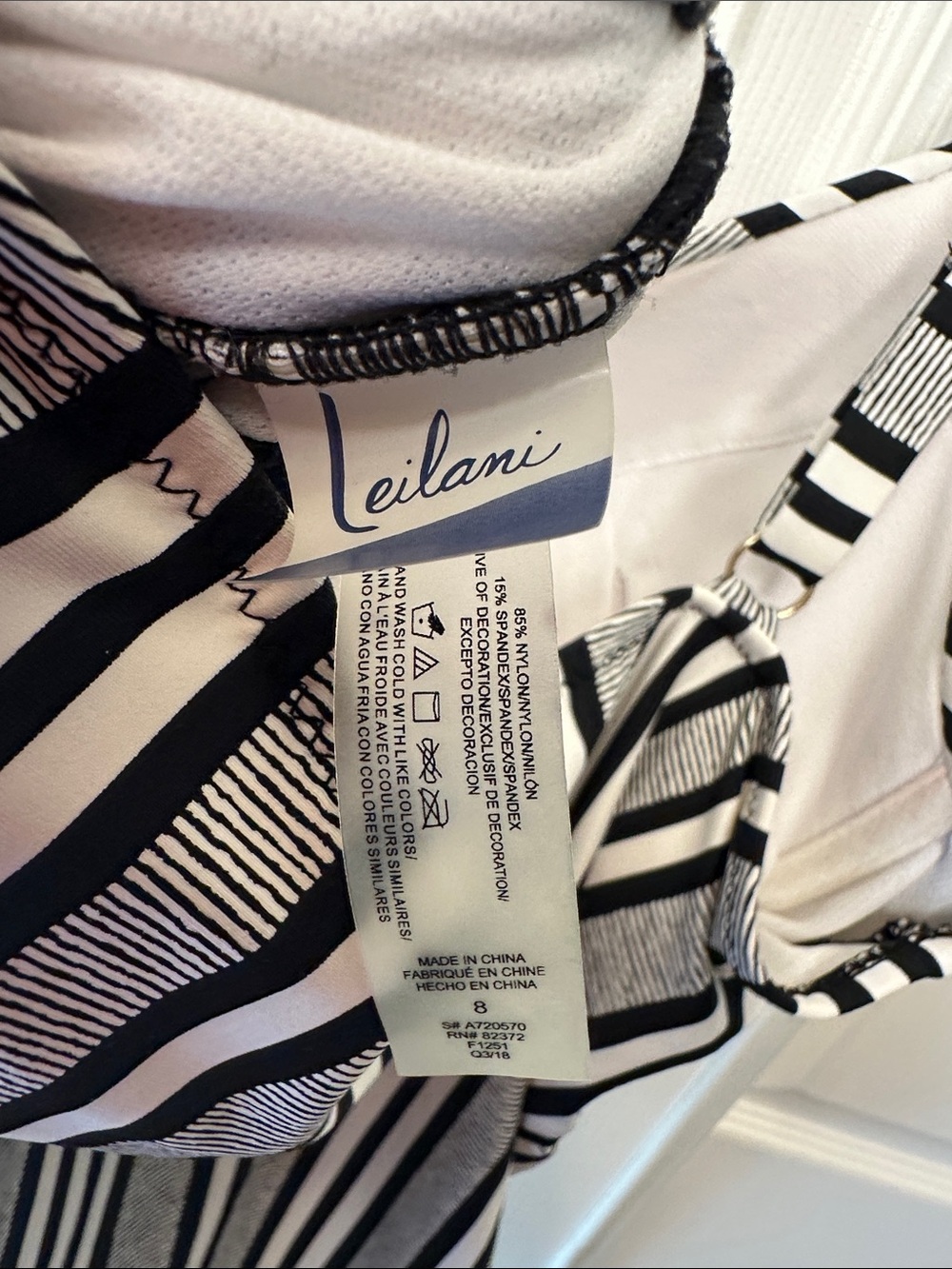 Striped Black & White Women's Tankini Swim Top by Leilani - Picture 8 of 8